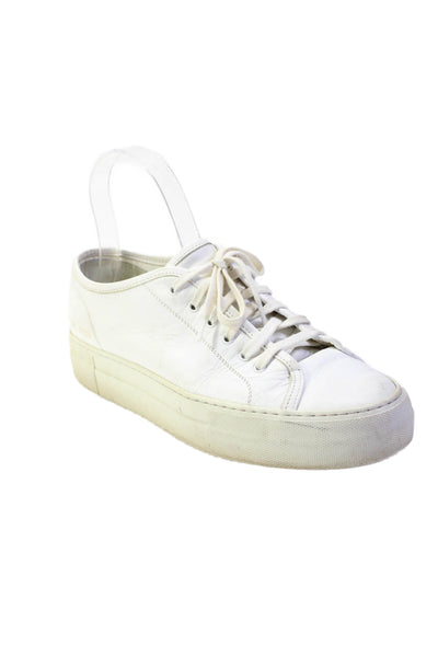 Woman by Common Projects Womens Leather Lace Up Low Top Sneakers White Size 36 6