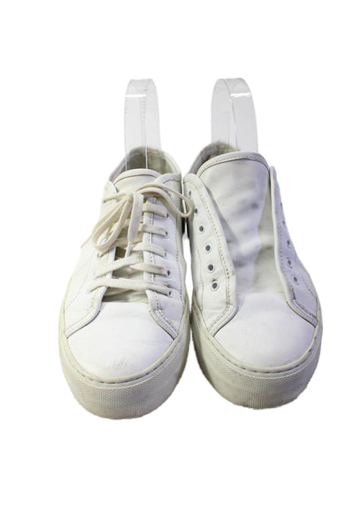 Woman by Common Projects Womens Leather Lace Up Low Top Sneakers White Size 36 6