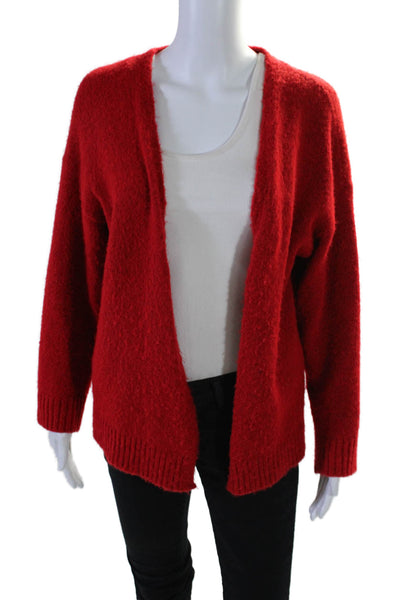 Ange Womens Knit Long Sleeve Open Front Cardigan Sweater Red Size OS