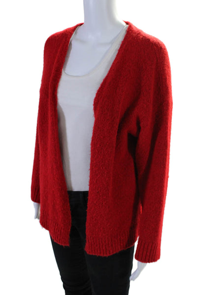 Ange Womens Knit Long Sleeve Open Front Cardigan Sweater Red Size OS