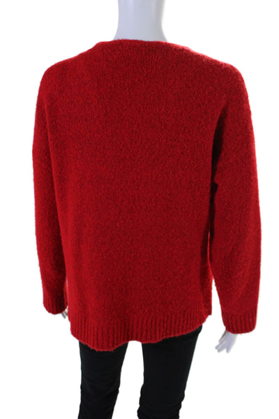 Ange Womens Knit Long Sleeve Open Front Cardigan Sweater Red Size OS