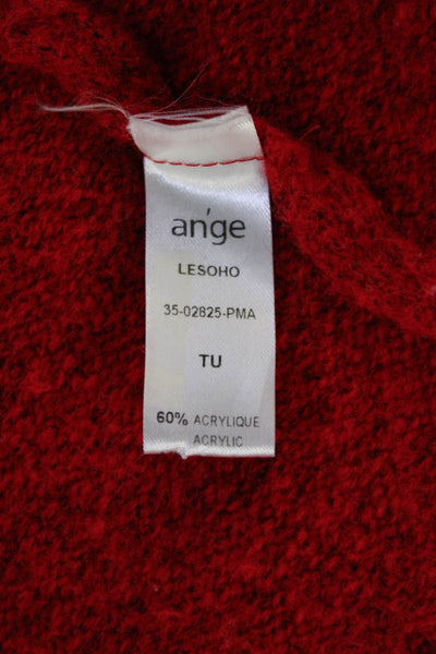 Ange Womens Knit Long Sleeve Open Front Cardigan Sweater Red Size OS