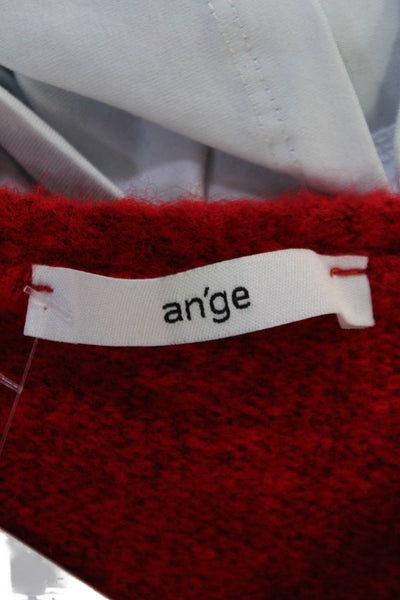 Ange Womens Knit Long Sleeve Open Front Cardigan Sweater Red Size OS