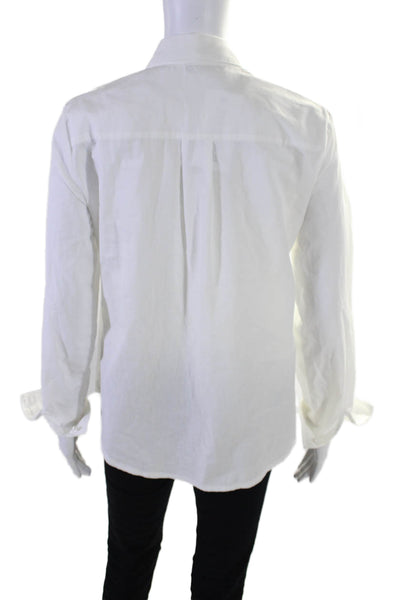 Sweed Paris Womens Cotton Collared Long Sleeve Button Up Blouse Top White Size S