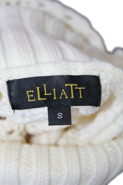 Elliatt Womens Open Knit Pullover Turtleneck Sweater Vest Cream Size S