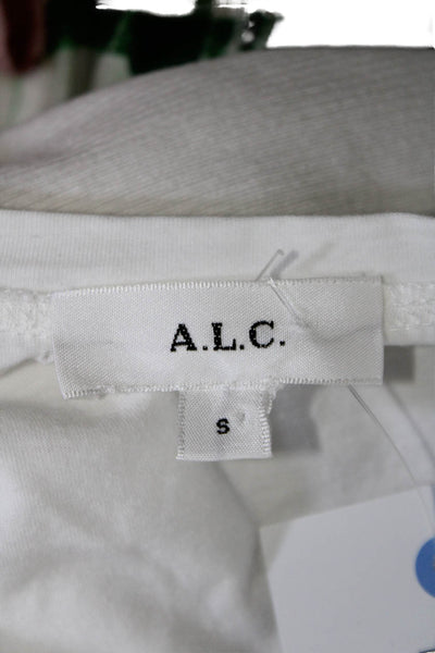 ALC Women's Crewneck Short Sleeves Cinch Cropped T-Shirt White Size S