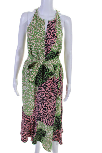 Derek Lam 10 Crosby Women's Sleeveless Wrap Midi Dress Animal Print Size 6