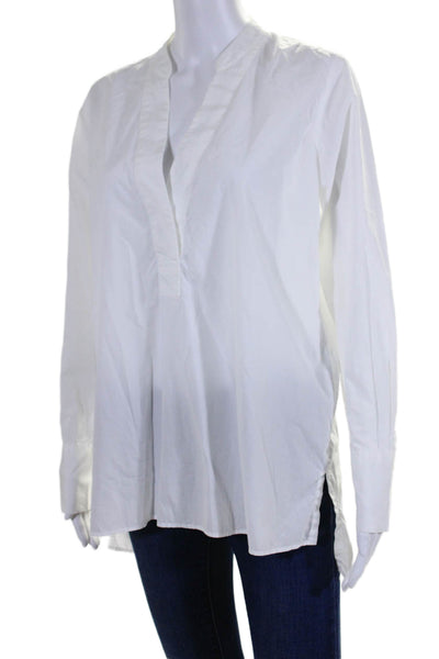 Closed Womens Cotton Long Sleeve V Neck Tunic Blouse White Size S