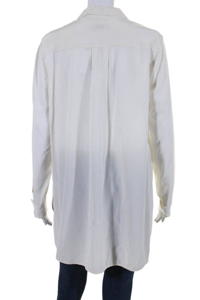 Vince Womens Silk Long Sleeve Cowl Neck Collared Blouse White Size M