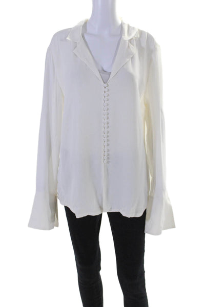 Reformation Womens Long Sleeves Button Down Blouse White Size Extra Large