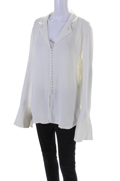 Reformation Womens Long Sleeves Button Down Blouse White Size Extra Large