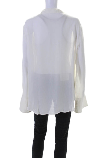 Reformation Womens Long Sleeves Button Down Blouse White Size Extra Large