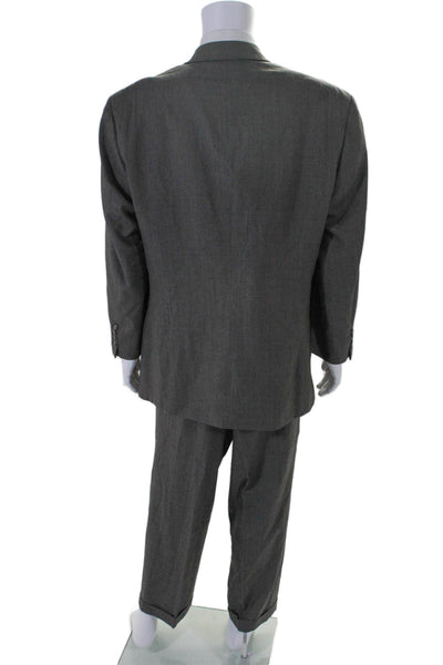 Jeffery Banks Mens Brown Wool Three Button Blazer Pants Suit Set Size 48R