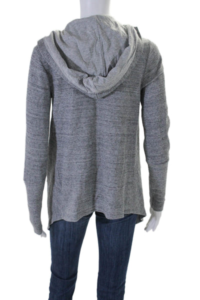 Splendid Womens Waffle Knit Long Sleeve Draped Open Hooded Cardigan Gray Size XS