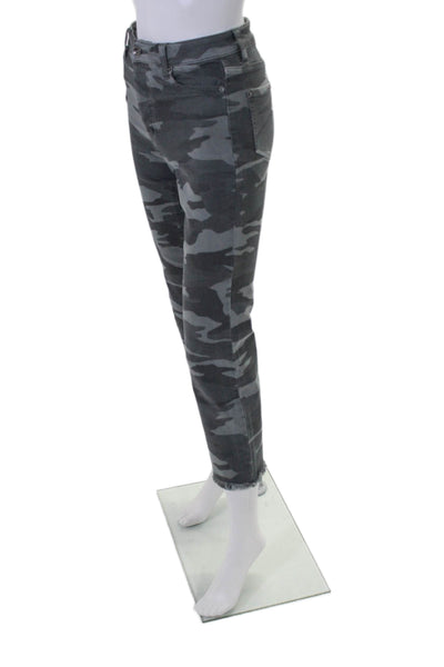 Splendid Womens Cotton Camouflage Print Frayed Straight Leg Pants Gray Size 25