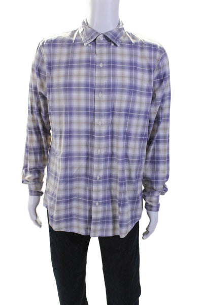 Bonobos Womens Long Sleeve Collared Button Down Shirt Purple Size Large