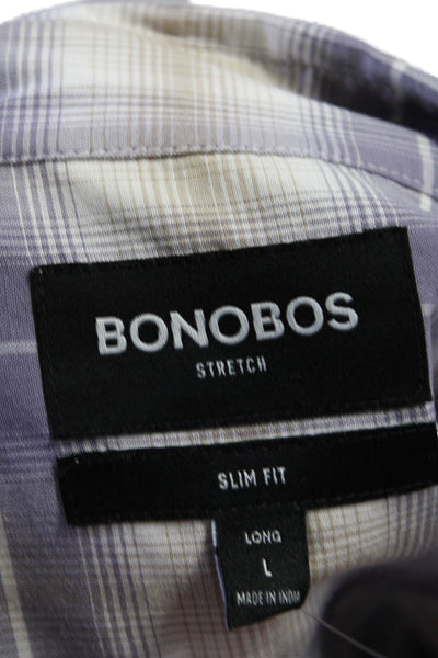 Bonobos Womens Long Sleeve Collared Button Down Shirt Purple Size Large