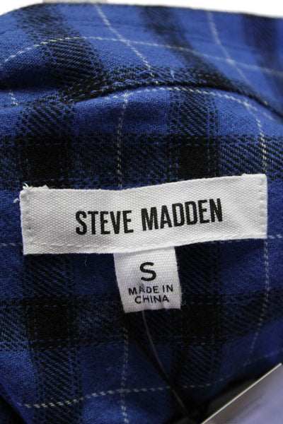 Steve Madden Mens Long Sleeve Collared Button Down Shirt Blue Size Small