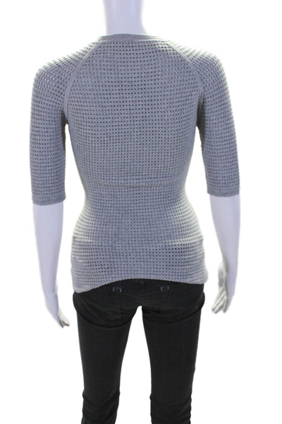 Yigal Azrouel Womens Short Sleeve Crew Neck Thick Knit Top Gray Size Small