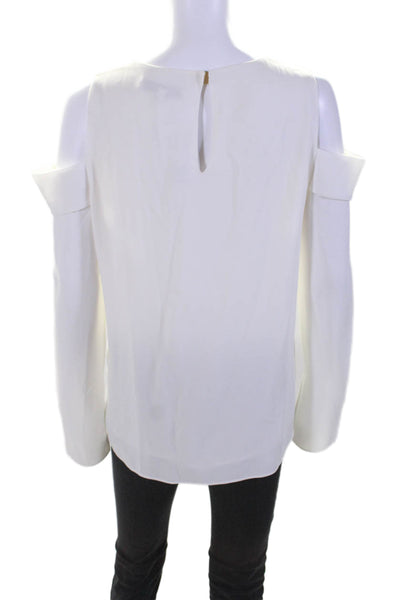 Tibi Womens Long Sleeve Cold Shoulder Basic Blouse White Size Small