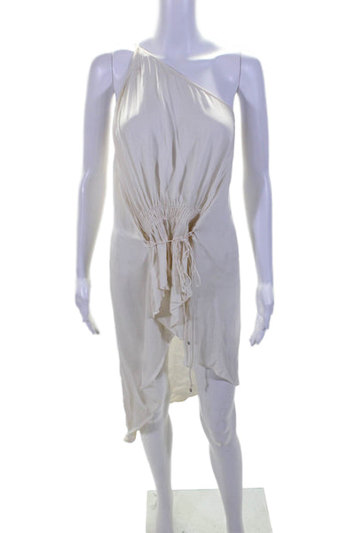 Halston Womens Spaghetti Strap Tapered Flare Blouse Silk White Size Small