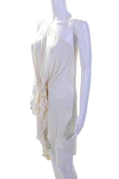 Halston Womens Spaghetti Strap Tapered Flare Blouse Silk White Size Small