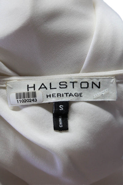 Halston Womens Spaghetti Strap Tapered Flare Blouse Silk White Size Small