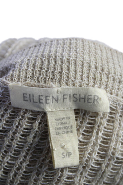 Eileen Fisher Womens Linen Knitted High Low Thin Sweater Top Beige Size S