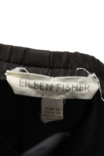 Eileen Fisher Womens Cotton Side Zip Elastic waist Tapered Trousers Brown Size M