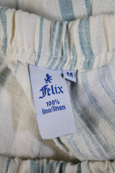 Felix Womens Elastic Waist Side Pocket Striped Pants Blue White Size Medium