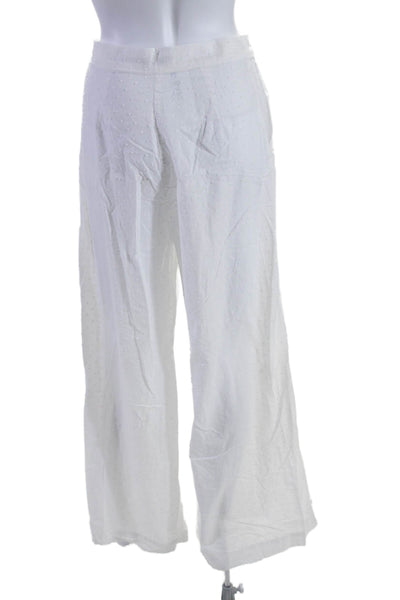 Marysia Womens Elastic Waist Drawstring Wide Leg Pants Linen White Small