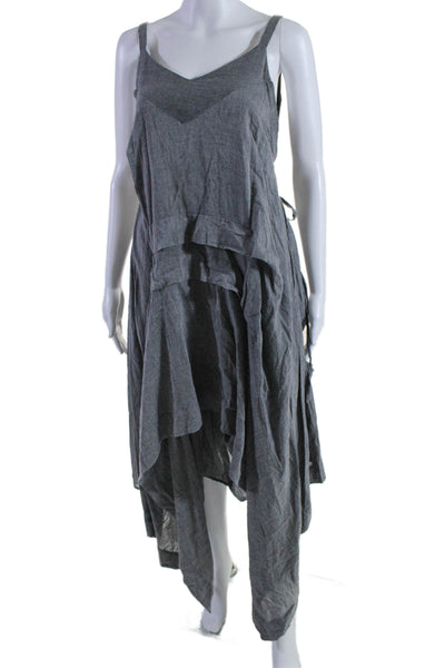 Malia Mills Womens V Neck Sleeveless Pullover Long Dress Gray Size 4 US