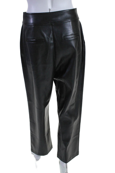 English Factory Womens Zip Front Tapered Leg Pants Faux Leather Black Small