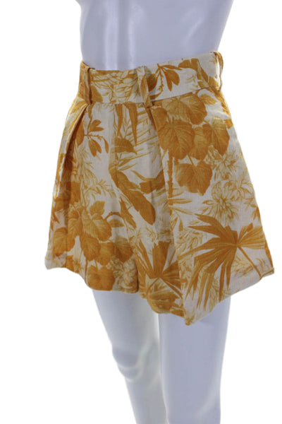 Zimmermann Womens Back Zip Flat Front Floral Print Shorts Orange Size 0 US