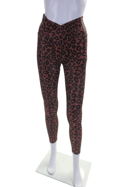 Beach Riot Womens Animal Print Tapered Compression Leggings Red Medium