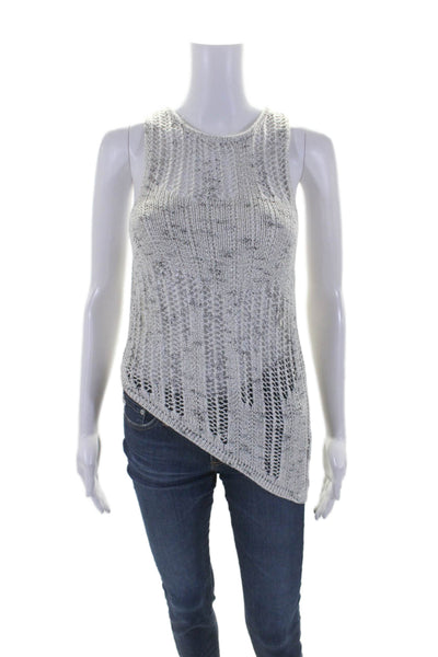 Bec & Bridge Womens Scoop Neck Open Knit Asymmetrical Top White Size 8