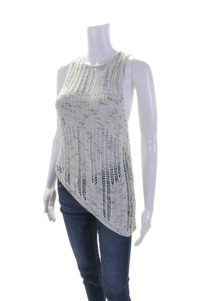 Bec & Bridge Womens Scoop Neck Open Knit Asymmetrical Top White Size 8