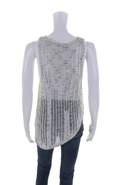 Bec & Bridge Womens Scoop Neck Open Knit Asymmetrical Top White Size 8