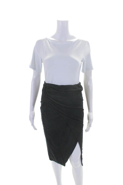 Skin Womens Elastic Waistband Front Slit Knit Pencil Skirt Black Size 1