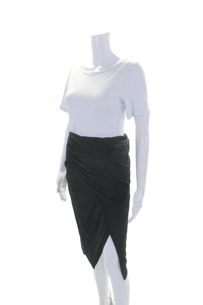 Skin Womens Elastic Waistband Front Slit Knit Pencil Skirt Black Size 1