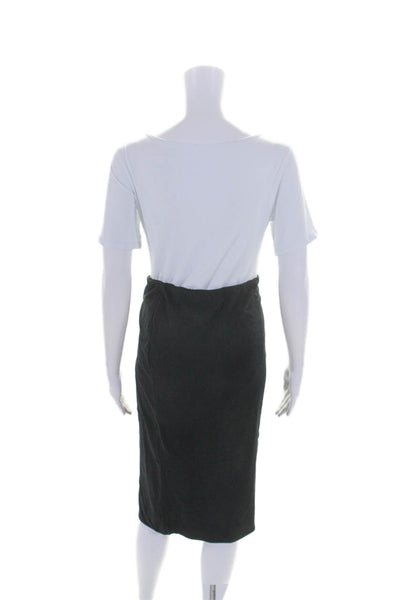 Skin Womens Elastic Waistband Front Slit Knit Pencil Skirt Black Size 1