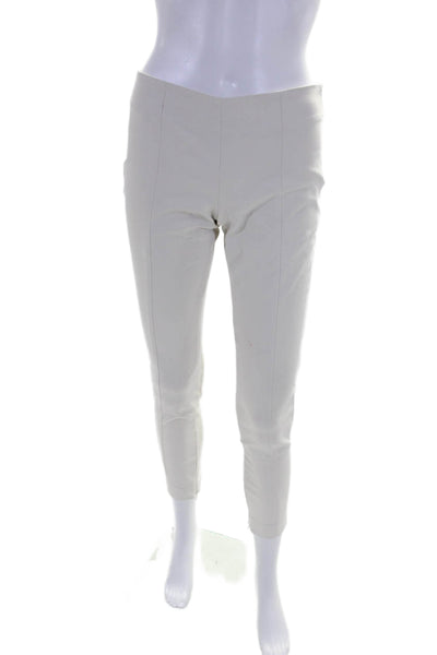 Blue Les Copains Womens Side Zip Mid Rise Straight Leg Pants White Cotton IT 40