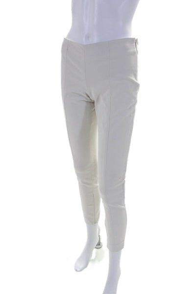 Blue Les Copains Womens Side Zip Mid Rise Straight Leg Pants White Cotton IT 40