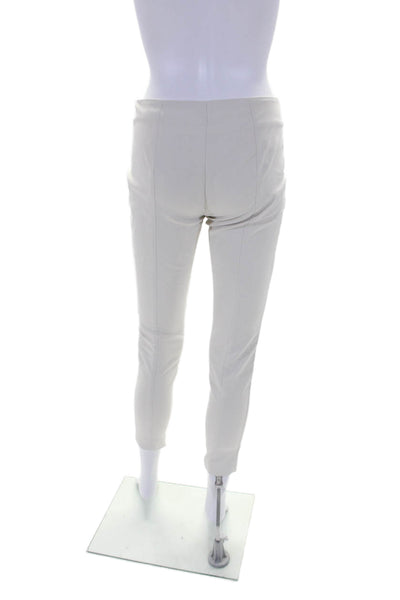 Blue Les Copains Womens Side Zip Mid Rise Straight Leg Pants White Cotton IT 40