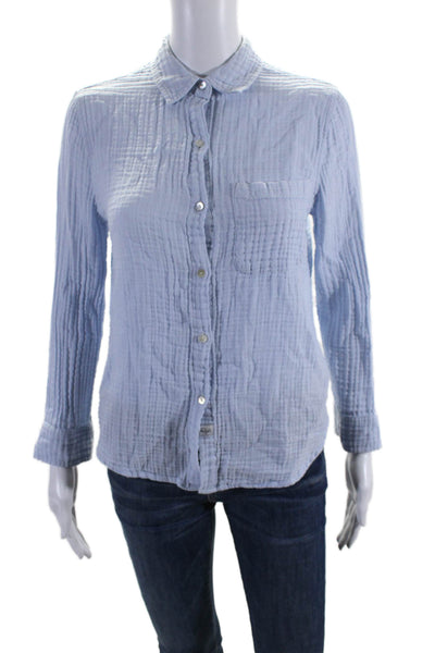 Rails Womens Cotton Gauze Collared Button Down Ellis Shirt Light Blue Size XS