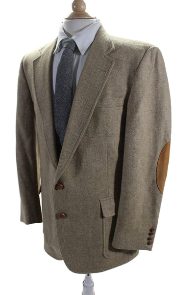 Haggar Mens Wool Fleece Single Vent Two Button Blazer Jacket Light Brown Size 44