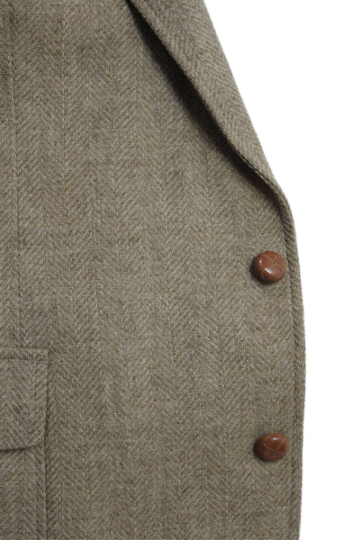 Haggar Mens Wool Fleece Single Vent Two Button Blazer Jacket Light Brown Size 44