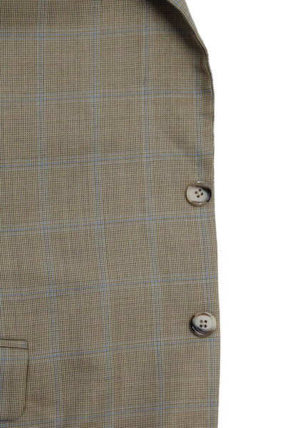 H. Freeman & Son Mens Wool Plaid Print Two Vent Two Button Blazer Beige Size 38