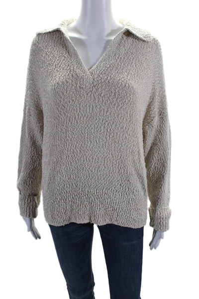 Pistola Womens Long Sleeve Collared Thick Knit Sweater Beige Size Small