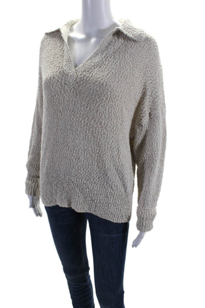 Pistola Womens Long Sleeve Collared Thick Knit Sweater Beige Size Small